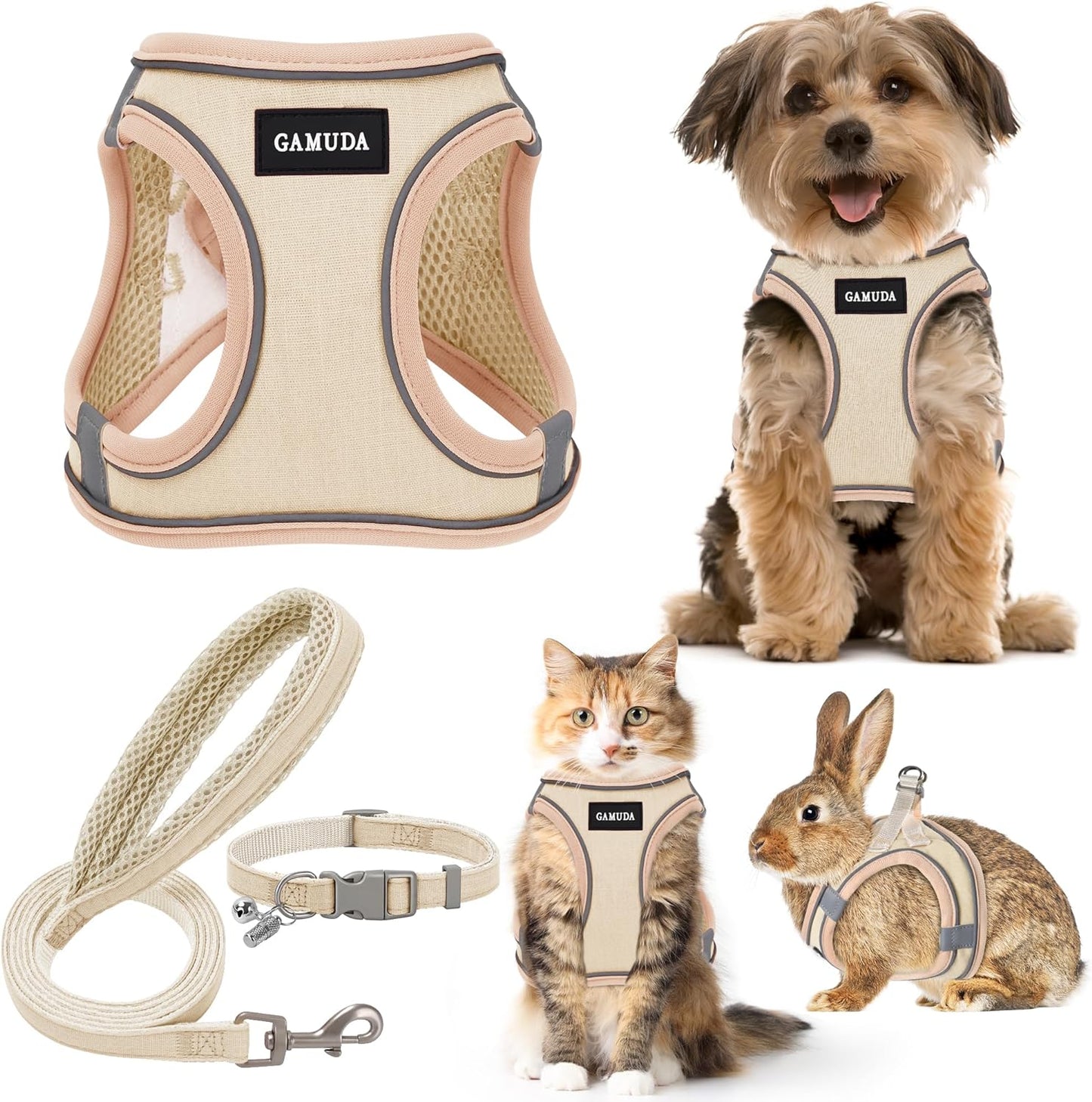 Sandy Glow (Khaki) Dog/Cat/ Rabbit Harness and leash Set.