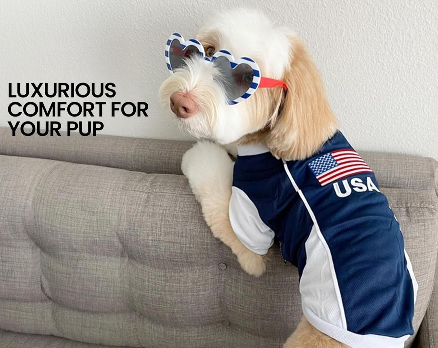 Dog Jersey - Embroidered “ USA “ Breathable Mesh Fabric Dog Soccer Jersey - Basketball, Football, and Olympic Sportswear Pet Clothes - Lightweight Dog Jerseys for Large Dogs - L