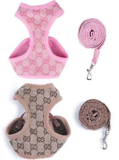 Pucci Embroidery Harness Set - Free Matching Leash Included-Luxury Pet Accessory